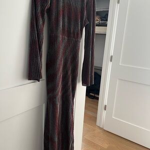 Dee Elle Striped Maxi Dress - Red and Black